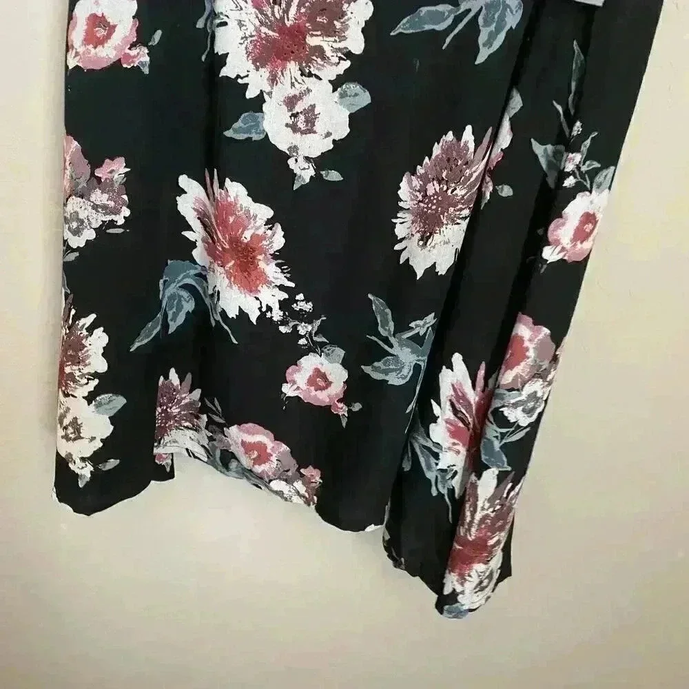 Lulus Walk This Sway Black Floral Swing‎ Dress